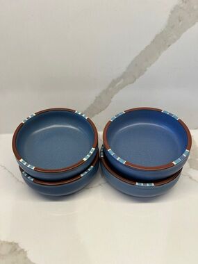 1990’s Dansk Mesa Sky Blue Design Salad Bowls Set Of 4 Vintage Stoneware